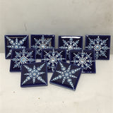 Susan Sitaraman Single Hand Painted Snowflake Mandala On Blue Tile Magnet