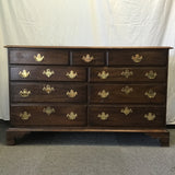 Vintage Federal Cherry Veneer 9-Drawer Dresser