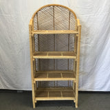 Vintage Light-Stained Wicker 4-Tier Folding Shelf