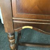 Vintage Black Walnut Veneer Curio Cabinet
