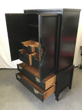 Vintage Chinoiserie Black Tropical Wood 6-Drawer 4-Cubby Chest of Drawers
