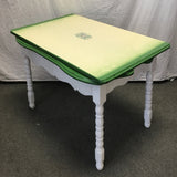 Vintage Farmhouse Green & White Enamel-Top Dining Table