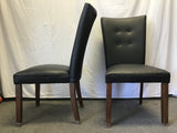 Set of 4 Modern Black Faux-Leather Dining Chairs