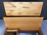 Modern Oak Veneer Rolling Computer Desk & Hutch