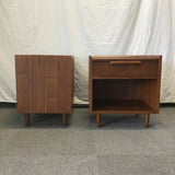 Pair of Contemporary MCM Crate & Barrel "Tate" Walnut Night Stands