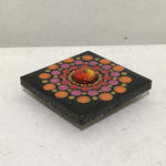 Susan Sitaraman Single Hand Painted Mandala On Black Tile Magnet