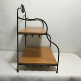 Vintage Longaberger Solid Maple & Grey Metal 2-Tier Shelf