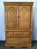 Vintage Samuel Lawrence Solid Oak 2-Drawer 2-Tier Wardrobe