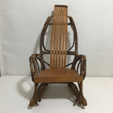 Miniature Doll-Sized Rustic Oak & Hickory Bentwood Adirondack Rocking Chair