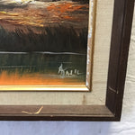 Framed Signed Original Village Sunrise Landscape Oil Painting