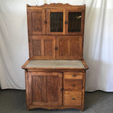 Vintage Solid Oak Hoosier Cabinet w/ Draw Leaf Tin Counter