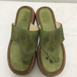 Dansko Green Leather Wedge Sandals