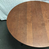 Modern Round Oak & Black Metal Dining Table