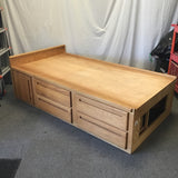 Custom Modern Solid & Veneer Oak 4-Drawer Twin Platform Bed