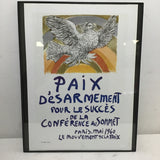 Framed "Colombe Volant a l'Arc-en-ciel" on 1960 Peace Conference Poster Print