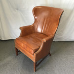 Vintage Robert L Hunker Brown Leather Wingback Armchair