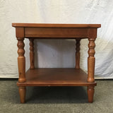 Vintage Solid Pine 2-Tier End Table