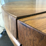 Vintage MCM Round Drexel Black Walnut Veneer Expanding Dining Table