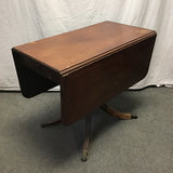 Vintage Mahogany Veneer Drop-Leaf  Pedestal Dining Table