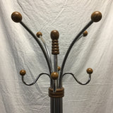 Modern Silver Metal & Solid Tropical Wood 21-Hook Coat Tree