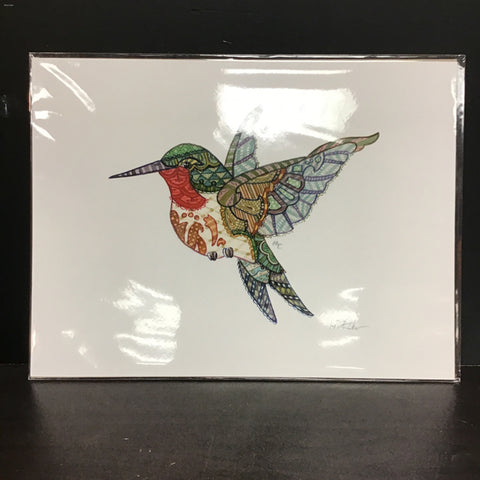 Marika Chew "Ruby-throated Hummingbird" 9x12 Signed Art Print