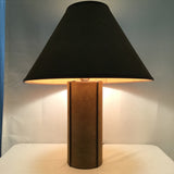 Vintage Mid-Century Olive Green Leather Table Lamp