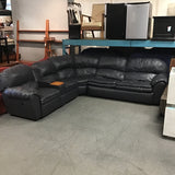 3pc Modern Blue Leather Sectional Sleeper & Recliner Sofa