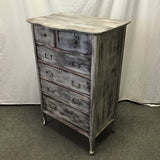 Vintage White-Washed 6-Drawer Chest of Drawers