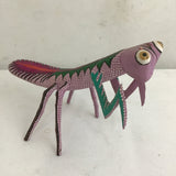 Handmade Alebrije Oaxacan Purple Carved Wood Mantis