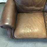 Modern Colonial Natuzzi Brown Leather Loveseat