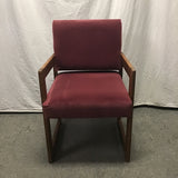 Vintage Red Upholstered Solid Oak Office Chair