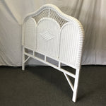Vintage White Wicker Full Headboard
