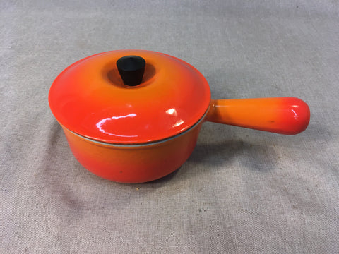 MCM Le Creuset Red-Orange Enameled Cast Iron #14 Pot