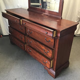 Craftsman Walnut Veneer 8-Drawer Dresser & Mirror