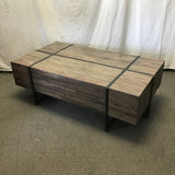 Contemporary Industrial Kressley Solid Acacia 1-Drawer Coffee Table