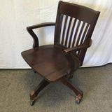 Solid Maple Slat-Back Rolling Swivel Office Chair