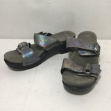 Dansko Silver Metallic Leather Wedge Sandals