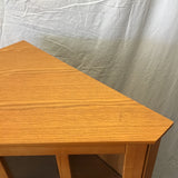 Modern Craftsman Oak Veneer Glass-Front Corner Bookcase