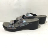 Dansko Silver Metallic Leather Wedge Sandals