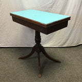 Vintage Blue-Painted Mahogany Veneer Flip-Top Dining Table