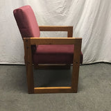 Vintage Red Upholstered Solid Oak Office Chair