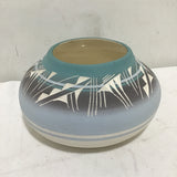 Modern Southwestern Blue & Grey Ceramic Vase