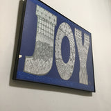 Eltimar Design Framed 8x10 Silver "Joy" on Blue Artwork Print