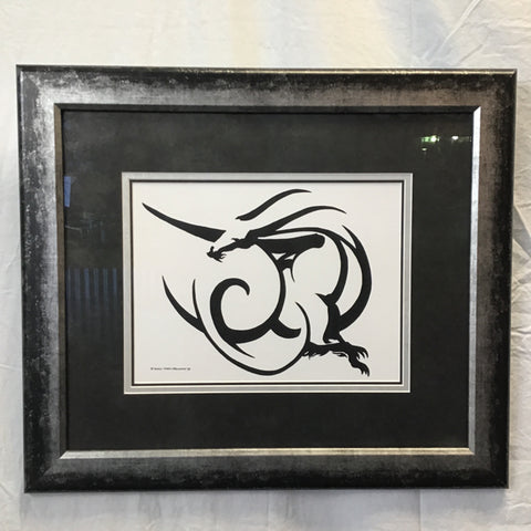 Framed 1998 Nancy Chien-Ericksen Minimalist Dragon Figure Print