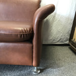 Vintage 1970's Danish Modern Brown Bonded Leather Sofa