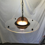 Vintage Clear Lucite & Black Metal Hanging UFO Lamp