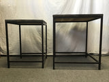 Set of 2 Modern Tropical Wood & Black Metal Nesting Tables