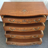 Vintage Drexel Walnut Veneer Floral 4-Drawer Dresser