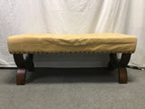 Modern Tan Upholstered Dining Bench