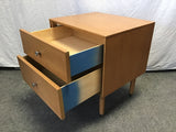 Modern MCM Cherry Veneer 2-Drawer Night Stand